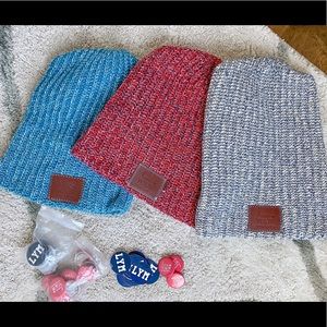 [SOLD] LYM Beanies w free stickers + buttons